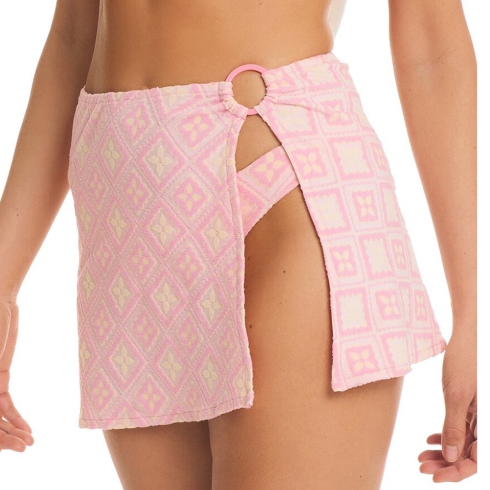 Red Carter Jacquard Geo Swim Coverup Skirt